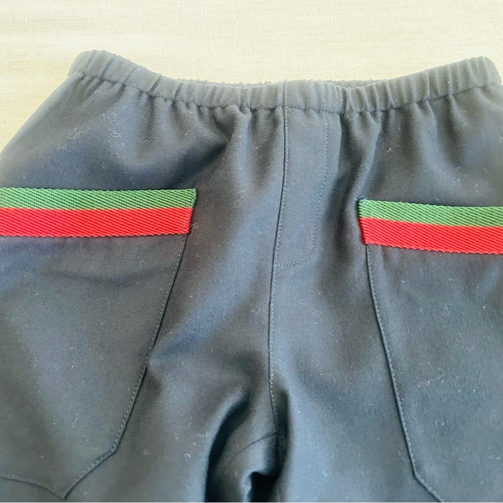 Gucci Kids Navy Wool Blend Trousers with Web Details (8Y)